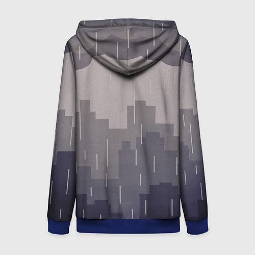 Женская толстовка на молнии Вечерний дождь / 3D-Синий – фото 2