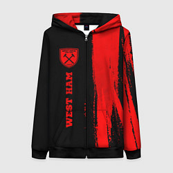 Женская толстовка на молнии West Ham - red gradient по-вертикали