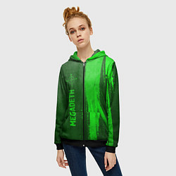Толстовка на молнии женская Megadeth - green gradient по-вертикали, цвет: 3D-черный — фото 2