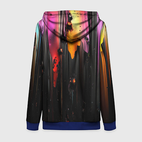 Женская толстовка на молнии Разноцветная рельефная краска текстура / 3D-Синий – фото 2