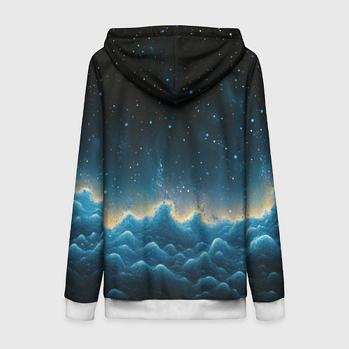 Женская толстовка на молнии Облака и черное небо текстура / 3D-Белый – фото 2