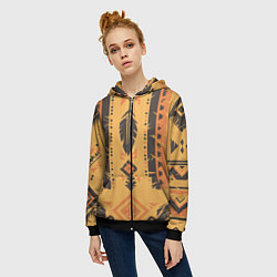 Толстовка на молнии женская Прикид индейца, цвет: 3D-черный — фото 2