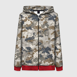 Толстовка на молнии женская Светлый камуфляж, цвет: 3D-красный