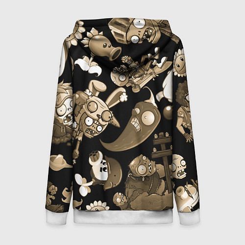 Женская толстовка на молнии Растения против зомби в бежевом цвете / 3D-Белый – фото 2