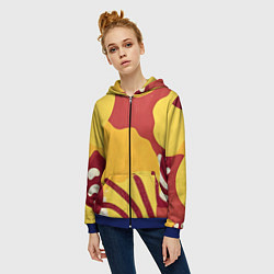 Толстовка на молнии женская Жаркий африканский паттерн, цвет: 3D-синий — фото 2