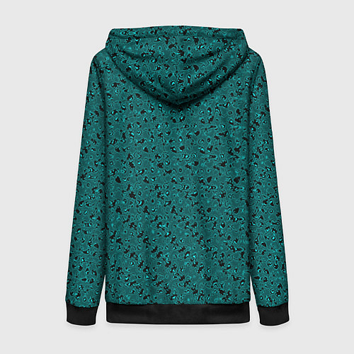 Женская толстовка на молнии Тёмный бирюзовый с чёрным текстура / 3D-Черный – фото 2