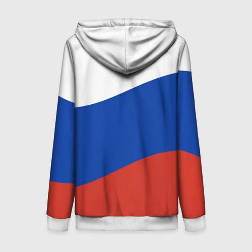 Женская толстовка на молнии Флаг России волной / 3D-Белый – фото 2