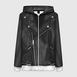Толстовка на молнии женская Кожаная куртка косуха, цвет: 3D-белый