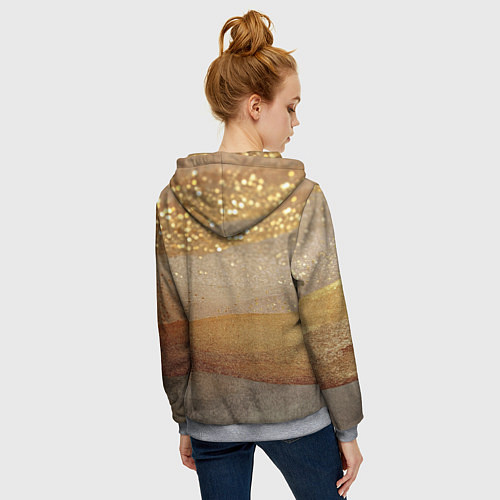 Женская толстовка на молнии Бежевые блестяшки текстура / 3D-Меланж – фото 4