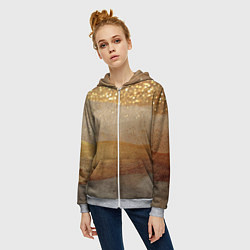 Толстовка на молнии женская Бежевые блестяшки текстура, цвет: 3D-меланж — фото 2