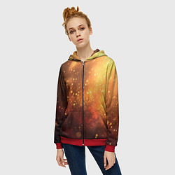 Толстовка на молнии женская Золотая блестящая текстура, цвет: 3D-красный — фото 2