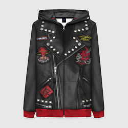 Женская толстовка на молнии Косуха с нашивкой самурая киберпанк