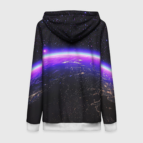 Женская толстовка на молнии Планета и неоновое свечение / 3D-Белый – фото 2
