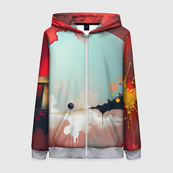 Толстовка на молнии женская Сюрреалистичная абстракция, цвет: 3D-меланж