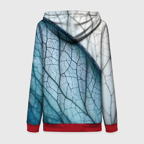 Женская толстовка на молнии Листья с прожилками / 3D-Красный – фото 2