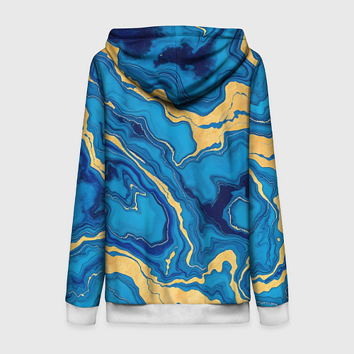 Женская толстовка на молнии Синий мрамор с золотом / 3D-Белый – фото 2