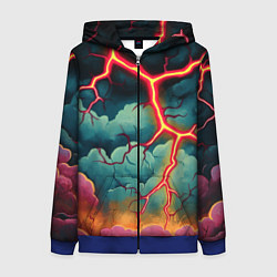 Толстовка на молнии женская Молнии в виде разлома, цвет: 3D-синий