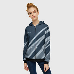 Толстовка на молнии женская Sport синий текстурный с полосами, цвет: 3D-черный — фото 2