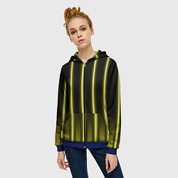 Толстовка на молнии женская Neon yellow, цвет: 3D-синий — фото 2
