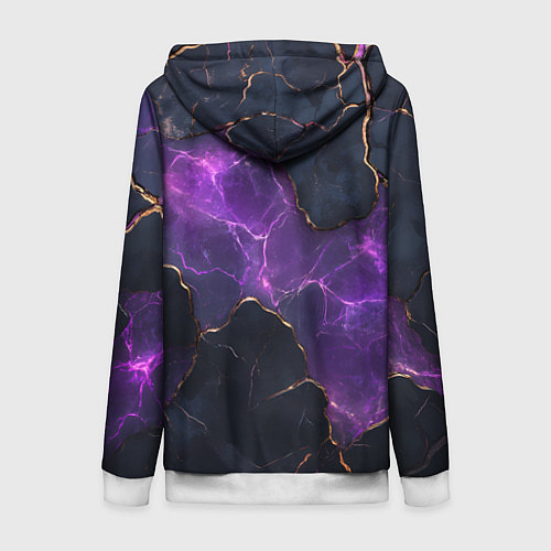 Женская толстовка на молнии Фиолетовый разлом с молниями / 3D-Белый – фото 2