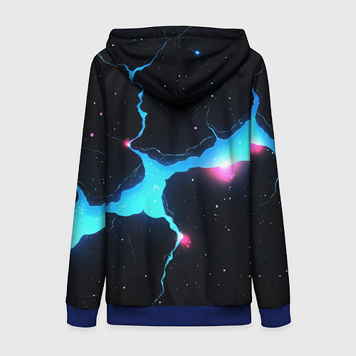 Женская толстовка на молнии Голубой разлом в черной текстуре / 3D-Синий – фото 2