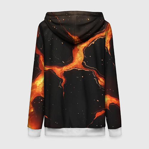 Женская толстовка на молнии Оранжевый разлом на черной текстуре / 3D-Белый – фото 2