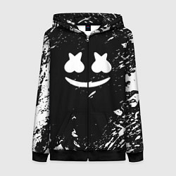 Толстовка на молнии женская Marshmello брызги красок, цвет: 3D-черный