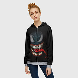 Толстовка на молнии женская Веном зубастый, цвет: 3D-меланж — фото 2