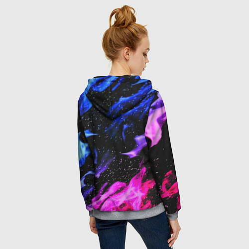 Женская толстовка на молнии Doom flame neon / 3D-Меланж – фото 4