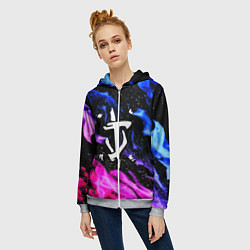 Толстовка на молнии женская Doom flame neon, цвет: 3D-меланж — фото 2