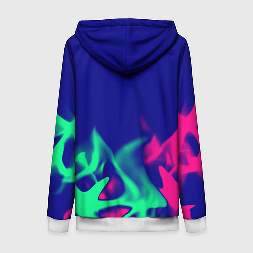Женская толстовка на молнии Nirvana fire neon / 3D-Белый – фото 2