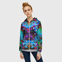 Толстовка на молнии женская Абстракция стекло узор, цвет: 3D-меланж — фото 2
