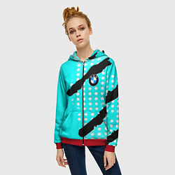 Толстовка на молнии женская BMW sport краски, цвет: 3D-красный — фото 2