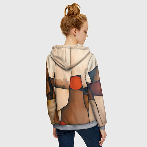 Женская толстовка на молнии Фрагментированная композиция / 3D-Меланж – фото 4