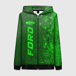 Толстовка на молнии женская Ford - green gradient по-вертикали, цвет: 3D-черный