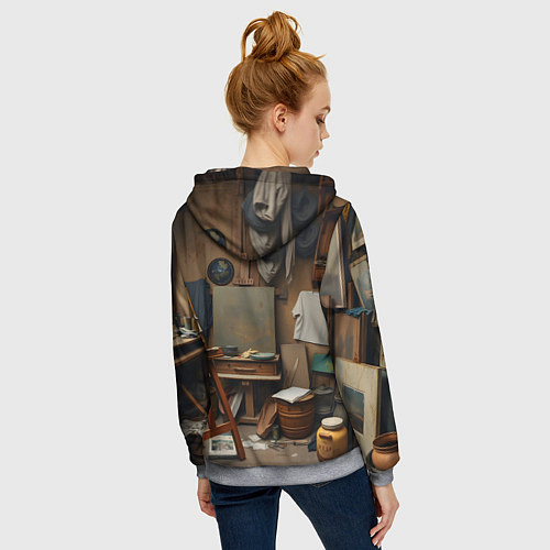 Женская толстовка на молнии Мастерская художника / 3D-Меланж – фото 4