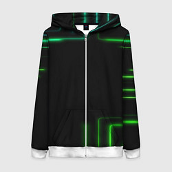 Толстовка на молнии женская Black green color, цвет: 3D-белый