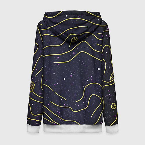 Женская толстовка на молнии Абстракция золотых линий текстура / 3D-Белый – фото 2