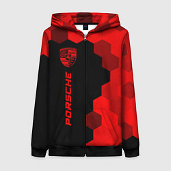 Женская толстовка на молнии Porsche - red gradient по-вертикали