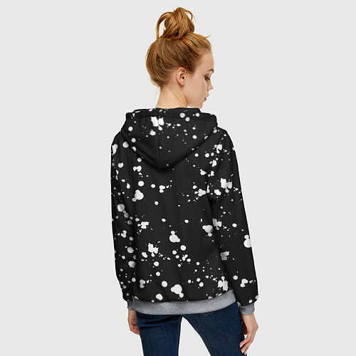 Женская толстовка на молнии Doom белые краски всплеск / 3D-Меланж – фото 4
