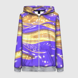 Толстовка на молнии женская Фиолетово-золотая жидкая текстура, цвет: 3D-меланж