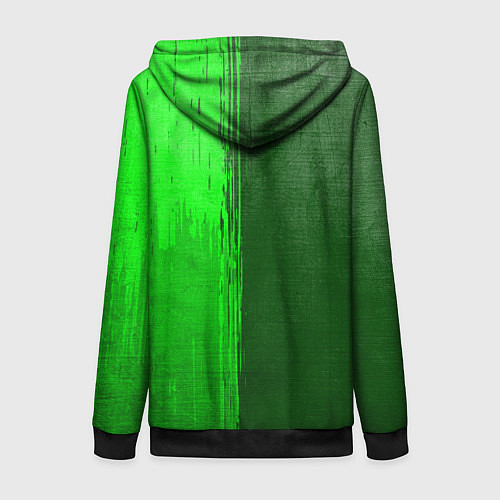 Женская толстовка на молнии Infiniti - green gradient по-вертикали / 3D-Черный – фото 2