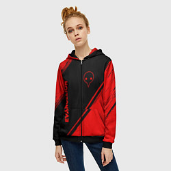 Толстовка на молнии женская Evangelion - red gradient вертикально, цвет: 3D-черный — фото 2