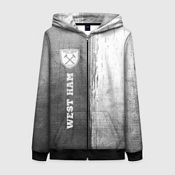 Женская толстовка на молнии West Ham - grey gradient по-вертикали