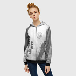 Толстовка на молнии женская Leicester City - white gradient вертикально, цвет: 3D-черный — фото 2