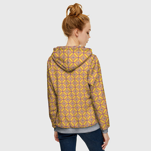 Женская толстовка на молнии Красочный орнамент в восточном стиле / 3D-Меланж – фото 4