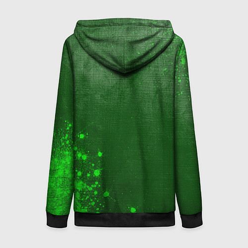 Женская толстовка на молнии Dota - green gradient вертикально / 3D-Черный – фото 2