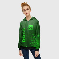 Толстовка на молнии женская Dota - green gradient вертикально, цвет: 3D-черный — фото 2