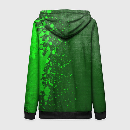 Женская толстовка на молнии Nirvana - green gradient по-вертикали / 3D-Черный – фото 2