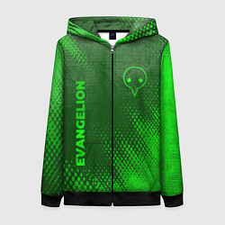 Толстовка на молнии женская Evangelion - green gradient вертикально, цвет: 3D-черный